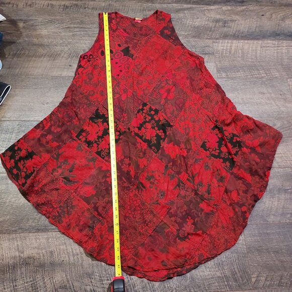 Tunic Tank Dress Winged Horse Pool Coverup Sleevless India Red Boho Beachcore - Picture 3 of 11